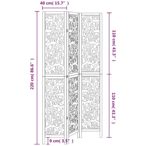 Room Divider 3 Panels White Solid Wood Paulownia vidaXL