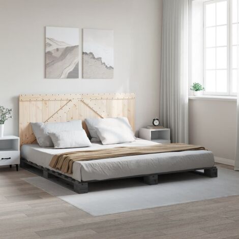 Bed Frame without Mattress  Grey 200x200 cm Solid Wood Pine vidaXL (1/5)
