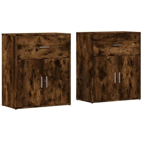 Sideboards 2 pcs Smoked Oak 60x31x70 cm Engineered Wood vidaXL