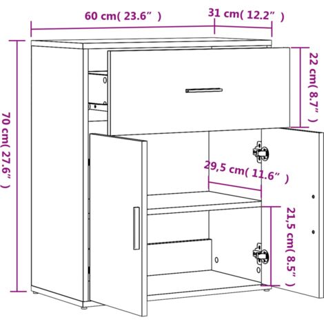 Sideboards 2 pcs Smoked Oak 60x31x70 cm Engineered Wood vidaXL