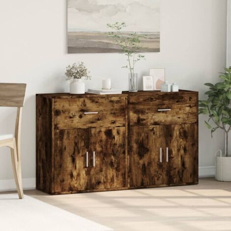 Sideboards 2 pcs Smoked Oak 60x31x70 cm Engineered Wood vidaXL