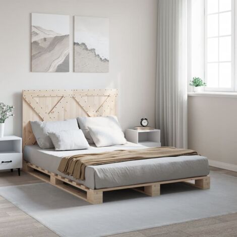 Bed Frame without Mattress with Headboard 160x200 cm Solid Wood vidaXL (1/5)