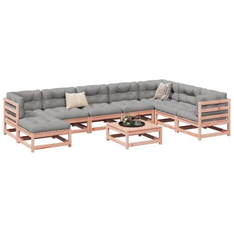 9 Piece Garden Sofa Set Solid Wood Douglas Fir vidaXL