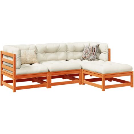 Garden Sofa Set  Wax Brown  Solid Pine Wood  4 Piece Set  Modular vidaXL