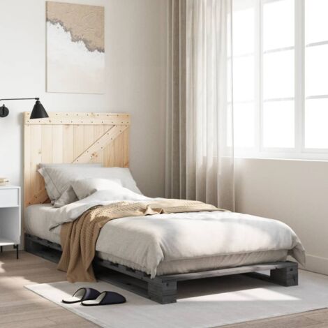 Bed Frame without Mattress  Grey 90x200 cm Solid Wood Pine vidaXL (1/5)