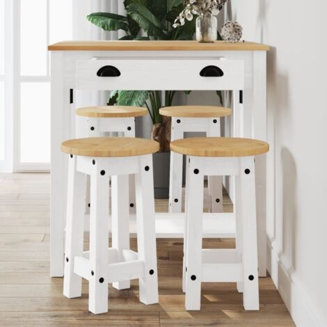 5 Piece Bar Set White Solid Wood Pine vidaXL