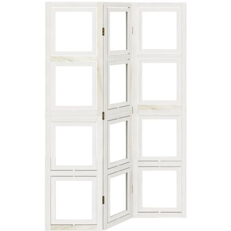 Room Divider 3 Panels White Solid Wood Paulownia vidaXL