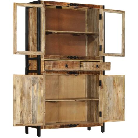 Highboard 100x40x175 cm Solid Rough Wood Mango vidaXL