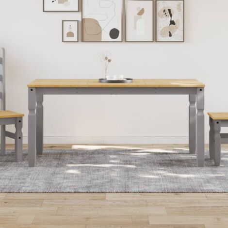 Dining Table Corona Grey 160x80x75 cm Solid Wood Pine vidaXL (1/5)