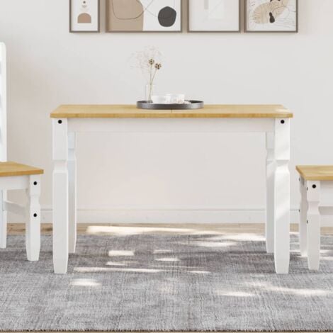 Dining Table Corona White 112x60x75 cm Solid Wood Pine vidaXL