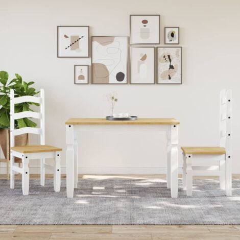 Dining Table Corona White 112x60x75 cm Solid Wood Pine vidaXL