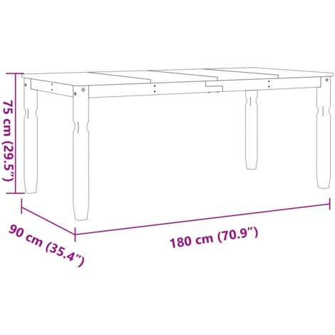 Dining Table Corona Grey 180x90x75 cm Solid Wood Pine vidaXL