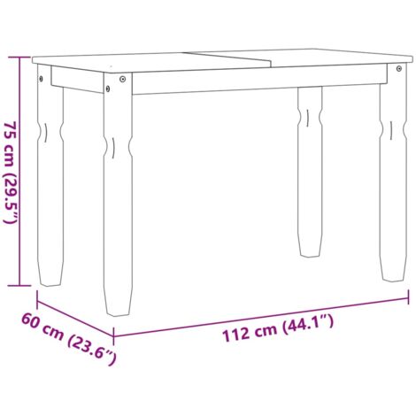 Dining Table Corona Grey 112x60x75 cm Solid Wood Pine vidaXL