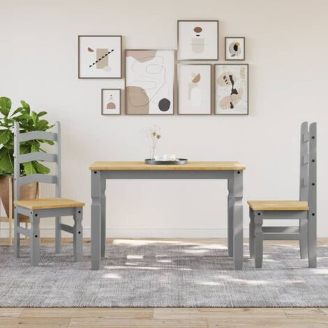 Dining Table Corona Grey 112x60x75 cm Solid Wood Pine vidaXL