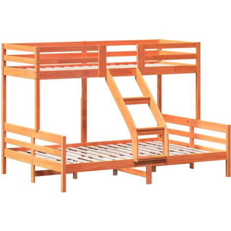 Bunk Bed without Mattress 90x200/140x200 cm Wax Brown Solid Wood vidaXL