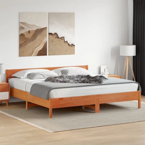 Bed Frame without Mattress Wax Brown 180x200 cm Super King Solid Wood Pine vidaXL (1/5)