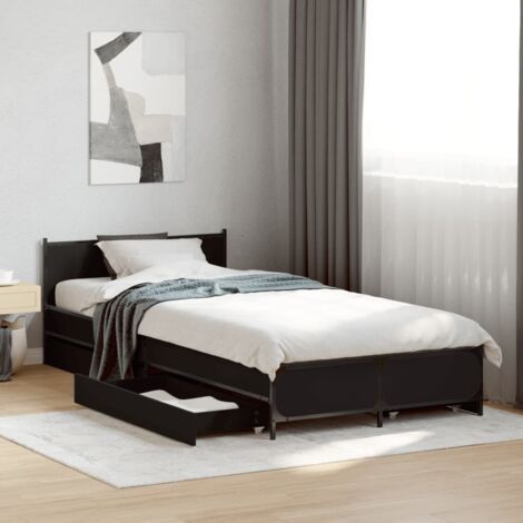 Bed Frame with Drawers without Mattress Black 90x200 cm vidaXL