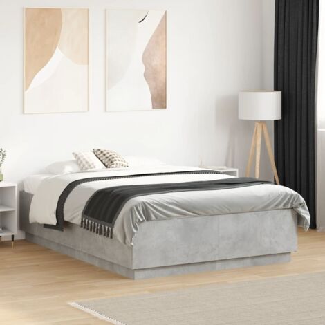 Bed Frame without Mattress Concrete Grey 135x190 cm Double vidaXL (1/5)