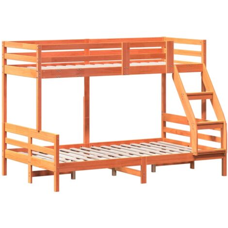 Bunk Bed without Mattress 80x200/120x200 cm Wax Brown Solid Wood vidaXL