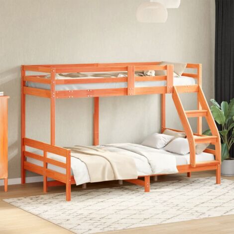 Bunk Bed without Mattress 80x200/120x200 cm Wax Brown Solid Wood vidaXL