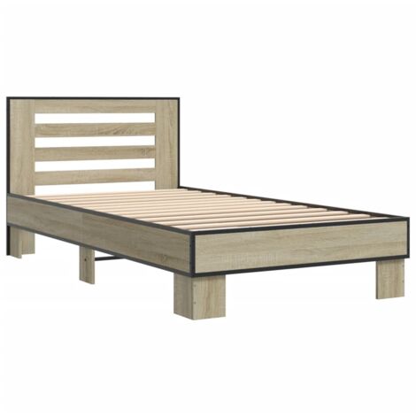 Bed Frame Sonoma Oak X Cm Small Single Engineered Wood And Metal Vidaxl