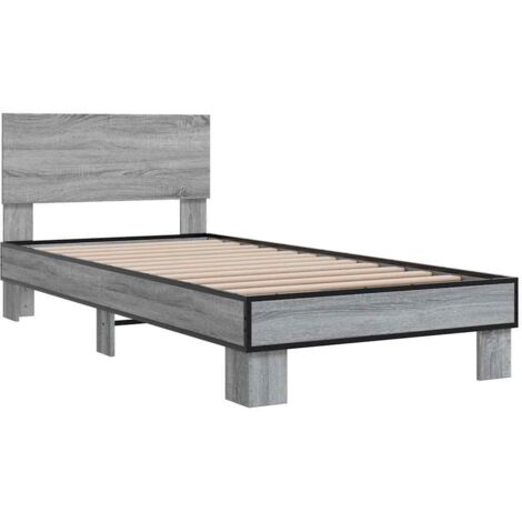 Bed Frame without Mattress Grey Sonoma 90x190 cm Single vidaXL
