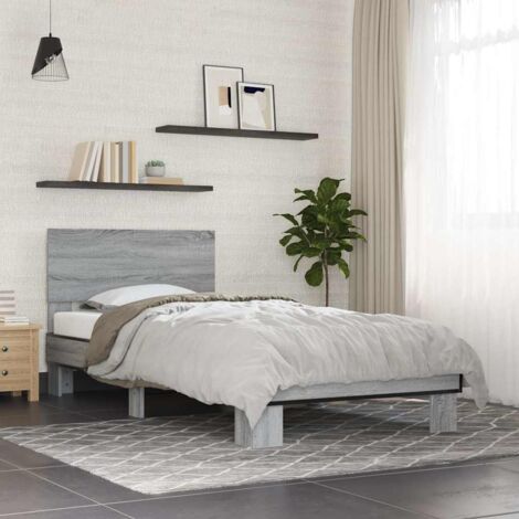 Bed Frame without Mattress Grey Sonoma 90x190 cm Single vidaXL
