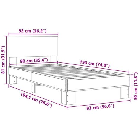 Bed Frame without Mattress Grey Sonoma 90x190 cm Single vidaXL