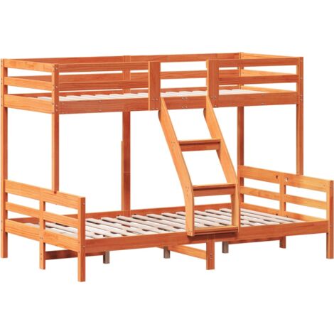 Bunk Bed without Mattress 90x200/120x200 cm Wax Brown Solid Wood vidaXL