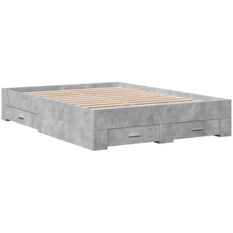 Bed Frame with Drawers without Mattress Concrete Grey 140x190 cm vidaXL