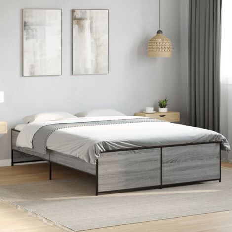 Bed Frame without Mattress Grey Sonoma 135x190 cm Double vidaXL (1/5)
