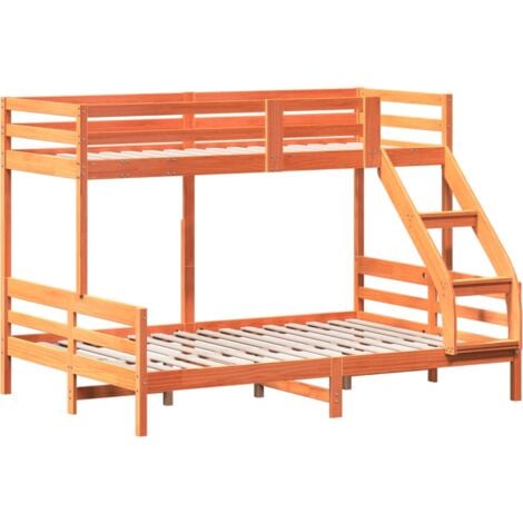 Bunk Bed without Mattress 80x200/140x200 cm Wax Brown Solid Wood vidaXL