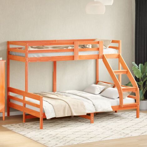 Bunk Bed without Mattress 80x200/140x200 cm Wax Brown Solid Wood vidaXL