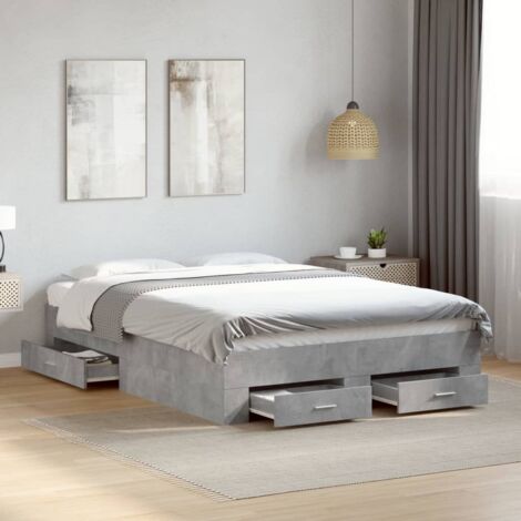 Bed Frame with Drawers without Mattress Concrete Grey 120x190 cm Small Double vidaXL