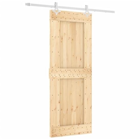Sliding Door with Hardware Set 80x210 cm Solid Wood Pine vidaXL
