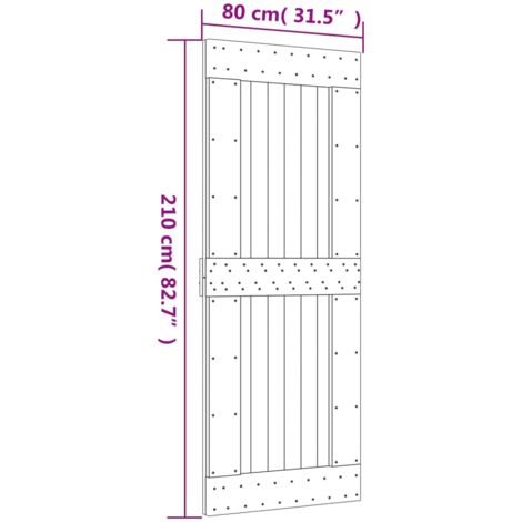 Sliding Door with Hardware Set 80x210 cm Solid Wood Pine vidaXL