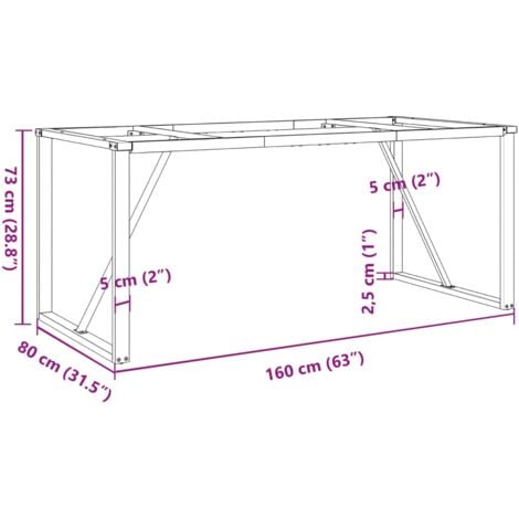Dining Table Legs O-Frame 160x80x73 cm Steel vidaXL