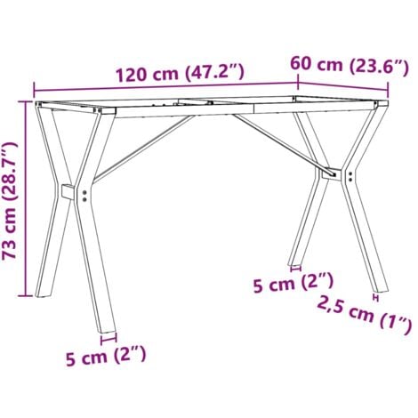 Dining Table Legs Y-Frame 120x60x73 cm Steel vidaXL