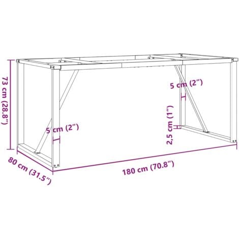 Dining Table Legs O-Frame 180x80x73 cm Steel vidaXL