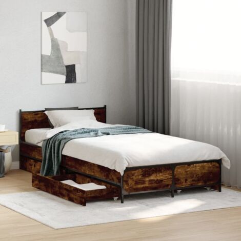 Bed Frame with Drawers without Mattress Smoked Oak 75x190 cm Small Single vidaXL