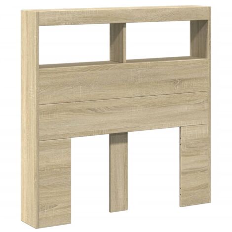 Headboard Cabinet with LED Sonoma Oak 100x17x102 cm vidaXL