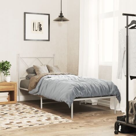 Metal Bed Frame without Mattress with Headboard White 80x200cm vidaXL (1/5)