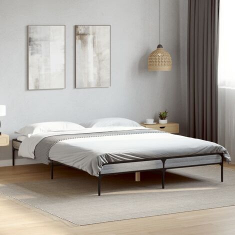 Bed Frame without Mattress Grey Sonoma 135x190 cm Double vidaXL (1/5)