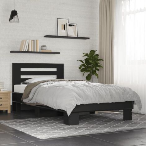 Bed Frame without Mattress Black 75x190 cm Small Single vidaXL (1/5)