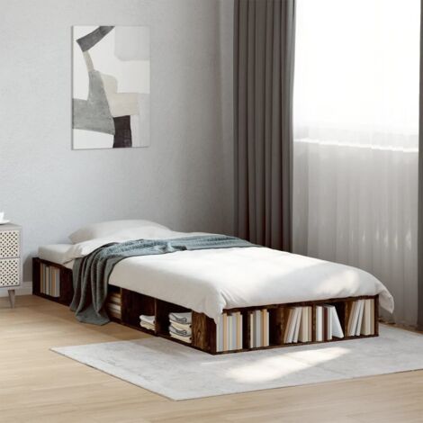 Bed Frame without Mattress Smoked Oak 100x200 cm vidaXL (1/5)