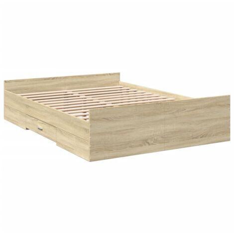 Bed Frame with Drawers without Mattress Sonoma Oak 120x200 cm vidaXL