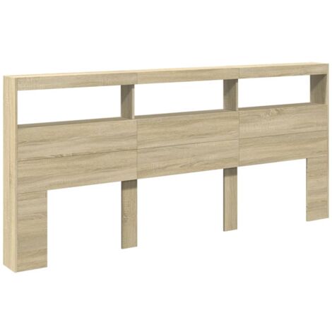 Headboard Cabinet with LED Sonoma Oak 220x17x102 cm vidaXL