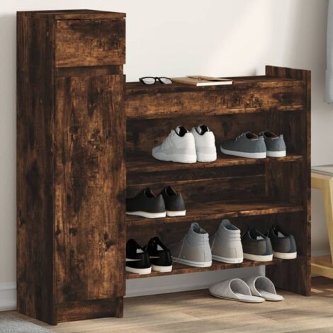Shoe Cabinet Smoked Oak 100.5x28x100 cm Engineered Wood vidaXL
