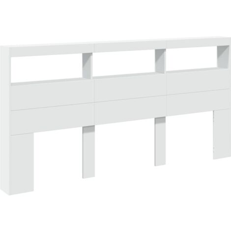 Headboard Cabinet with LED White 200x17x102 cm vidaXL