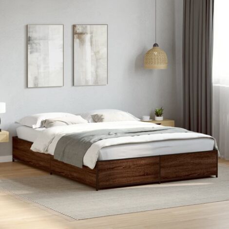 Bed Frame without Mattress Brown Oak 140x190 cm vidaXL